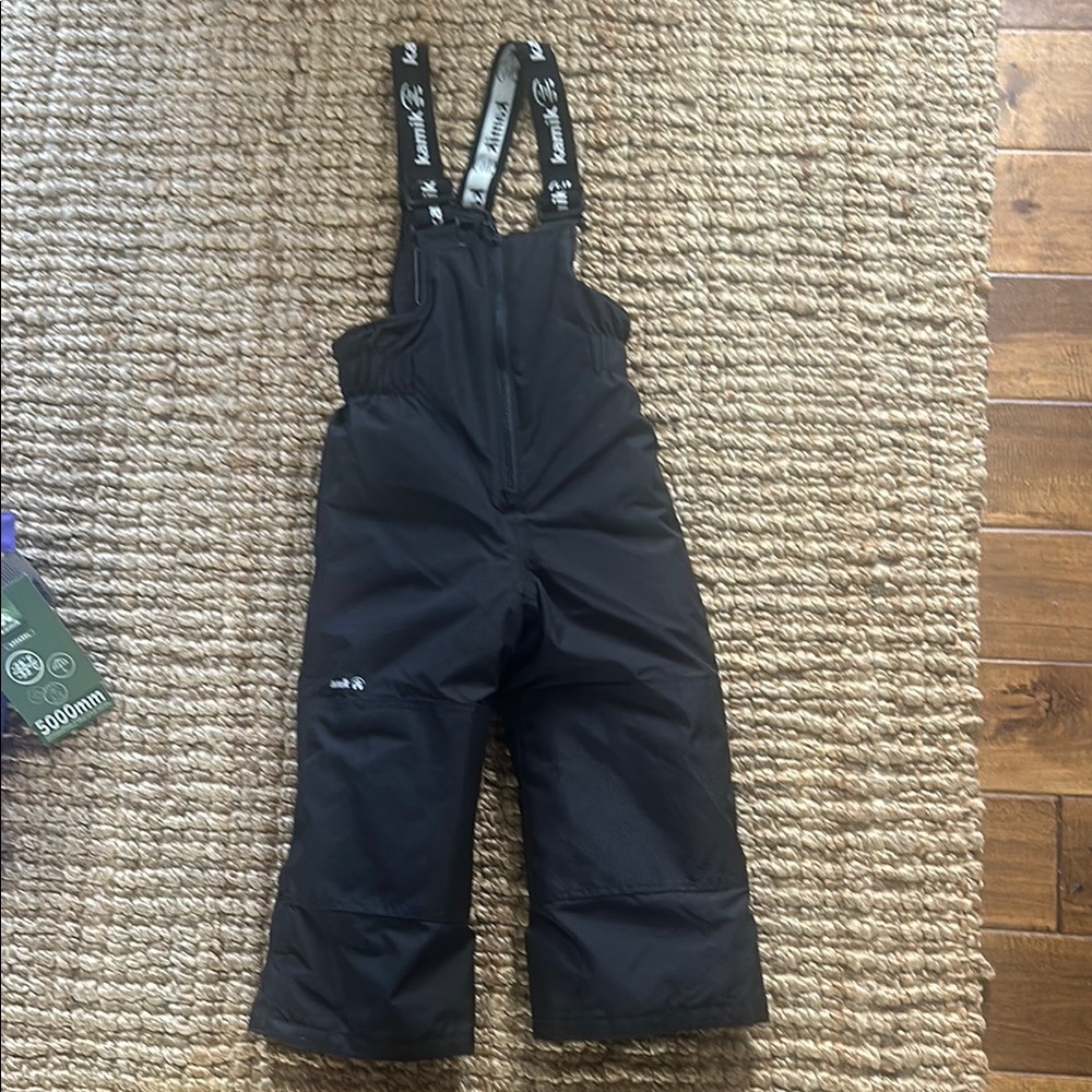 Kids Black Snow Overalls with Adjustable Braces